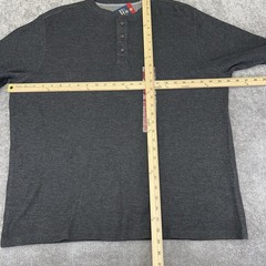 MEMBERS MARK Men XL Thermal Henley Shirt Long Sleeve Soft Wash Black Heather NWT