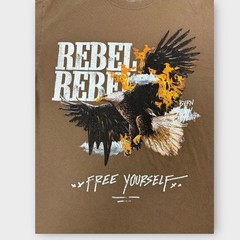 PacSun Rebel Rebel Eagle Graphic T-Shirt Mens Large Brown Free Yourself Tee