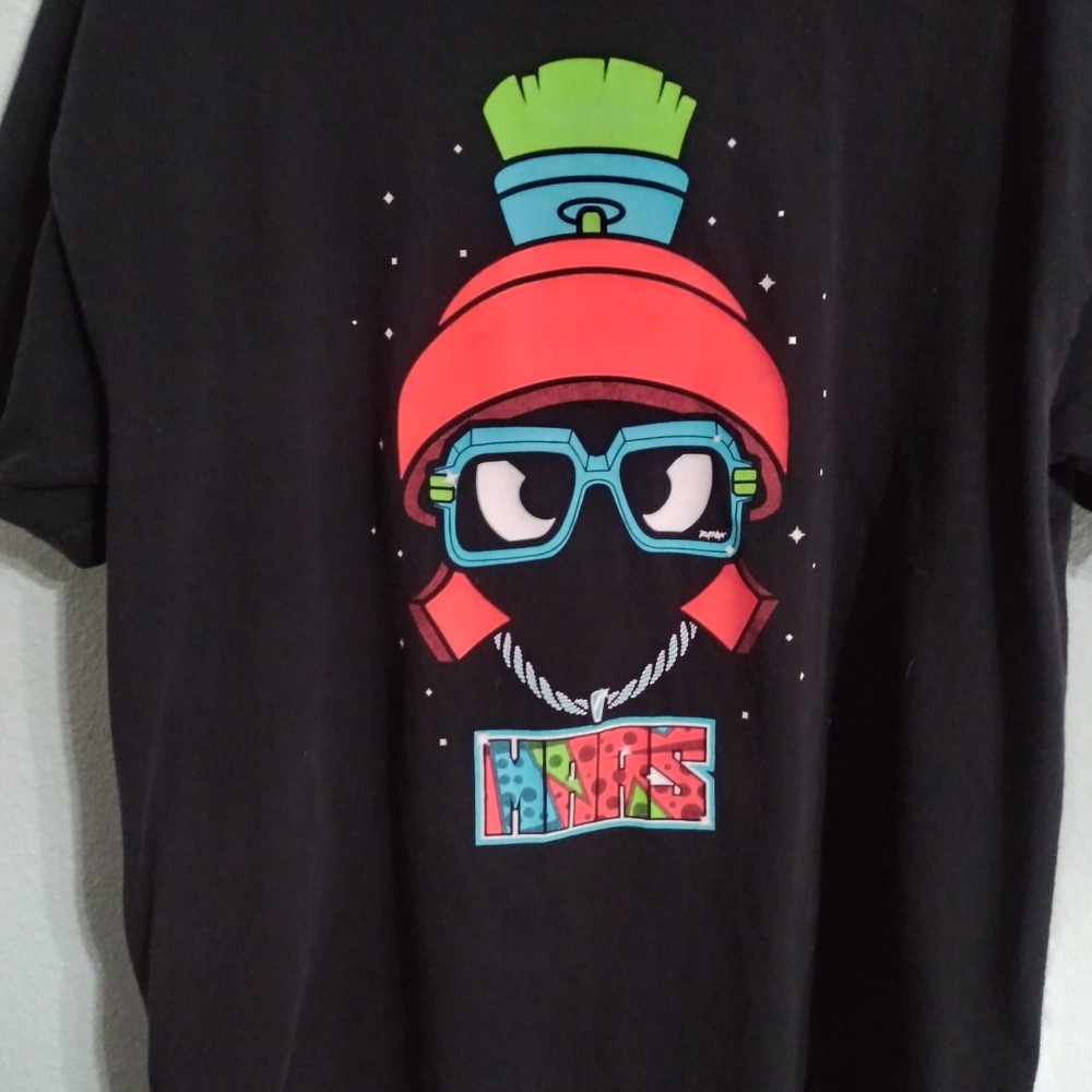 Vtg Original Rufnek Neon MARS Tshirt Mens XL Black 100% Cotton Street Retro READ