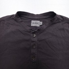 Pact Organic Cotton Softspun Long Sleeve Henley Shirt Mens Medium Faded Black