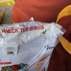 Vtg 1980 Fruit of the Loom V-Neck Tee Shirts Golden Blend White Size XL 3 Pack