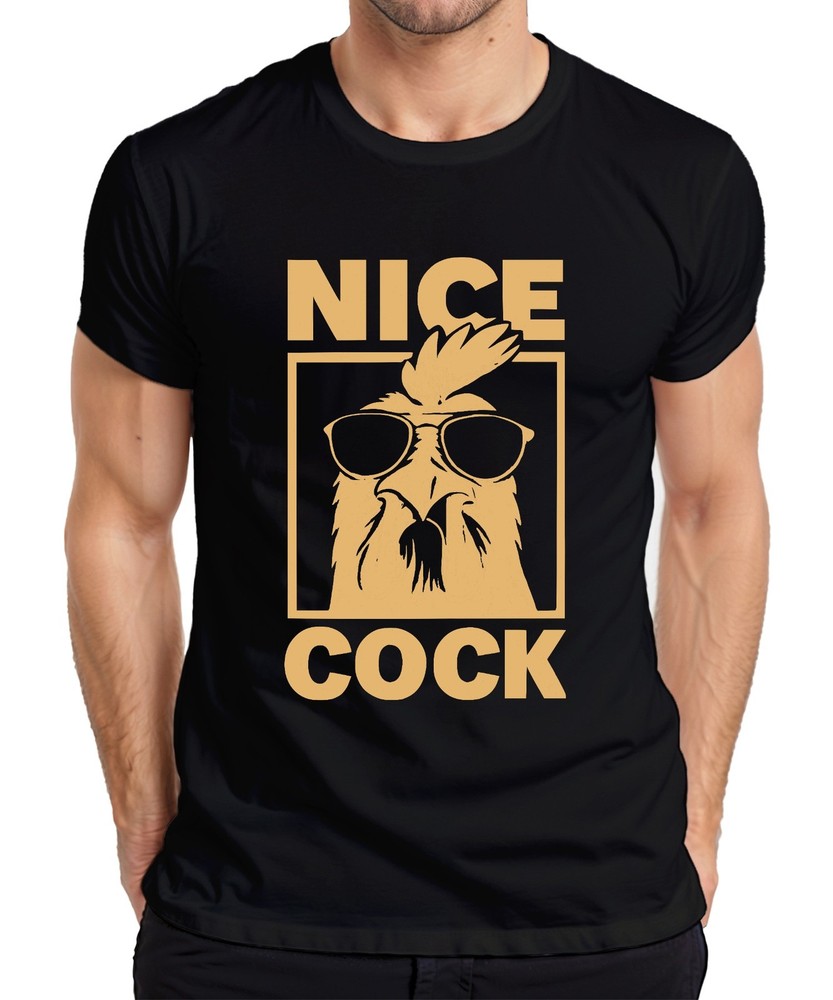 Nice Cock Funny Rooster Sunglasses Farm Gift Retro Mens T-Shirt