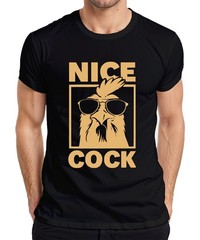 Nice Cock Funny Rooster Sunglasses Farm Gift Retro Mens T-Shirt