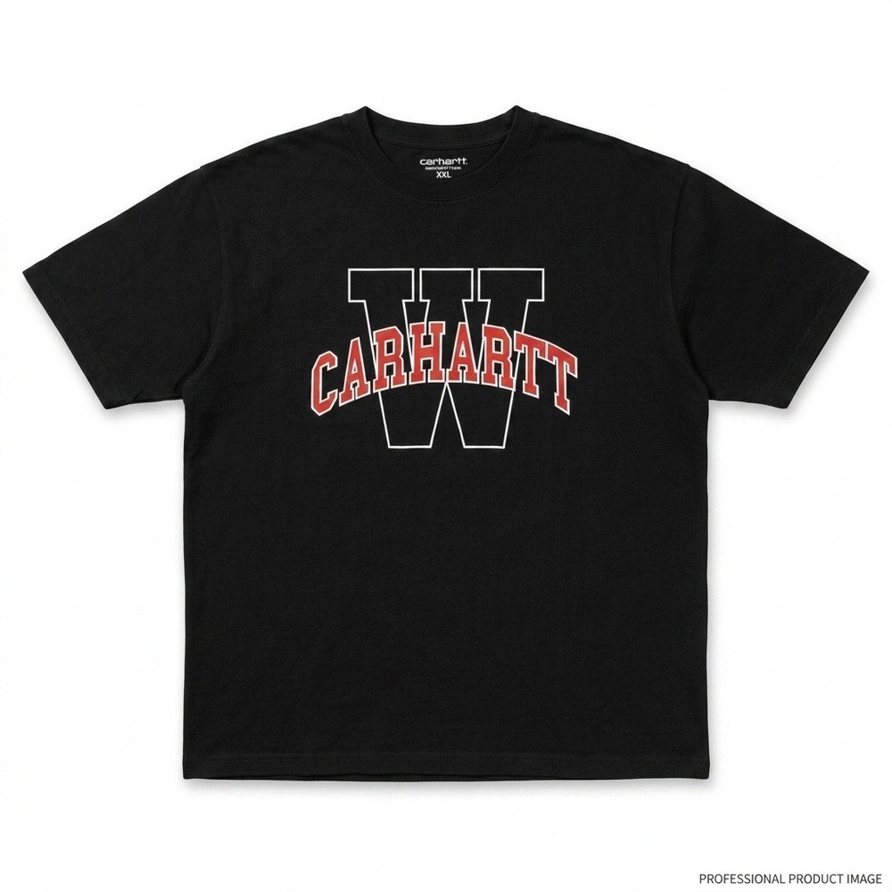 Carhartt Men’s 2XL WIP / Shadow Script T-Shirt Black University Arc Logo