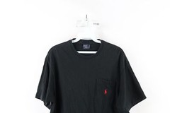 Vtg 90s Ralph Lauren Mens Small Faded Short Sleeve Pocket T-Shirt Black Cotton