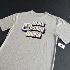 Walt Disney World Mens T Shirt Small Grey Marl Retro Disney Logo Chest 40″