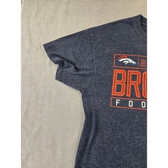 NFL Team Apparel Denver Broncos Mens Large Heather Grey Graphic Football T-Shirt