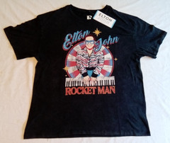 New ELTON JOHN / ROCKET MAN Retro Trendy Graphic T-Shirt Concert – MEDIUM Shirt