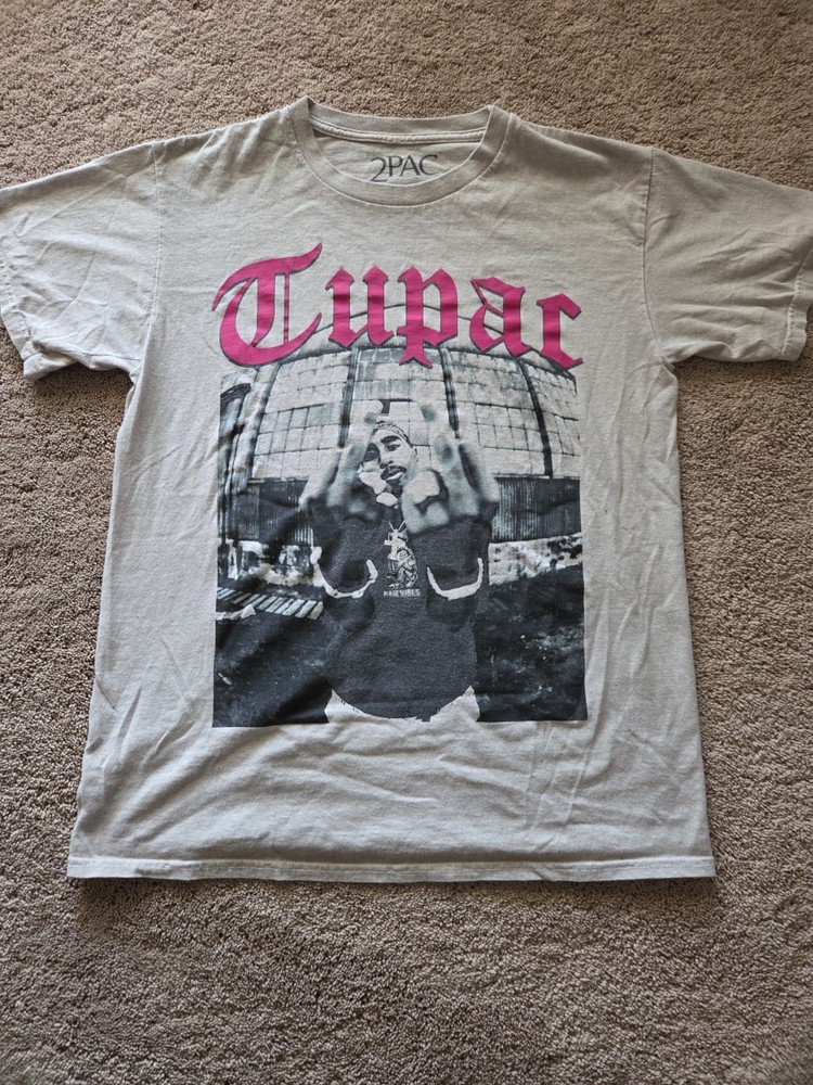 Official Licensed TUPAC 2PAC The Finger T-SHIRT Sand Color Size: M