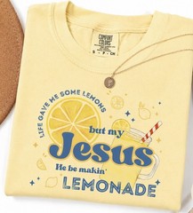 Comfort Colors Men’s S Cotton Jersey Crewneck Graphic Tee Jesus Lemonade