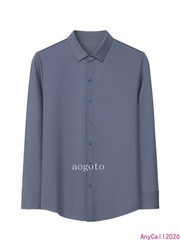 Spring Mens Long Sleeve Shirt Silk Cotton Business Casual Formal Slim Fit Shirts