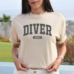 Diver Personalized Unisex T-shirt Custom Scuba diving White Sand Light Blue