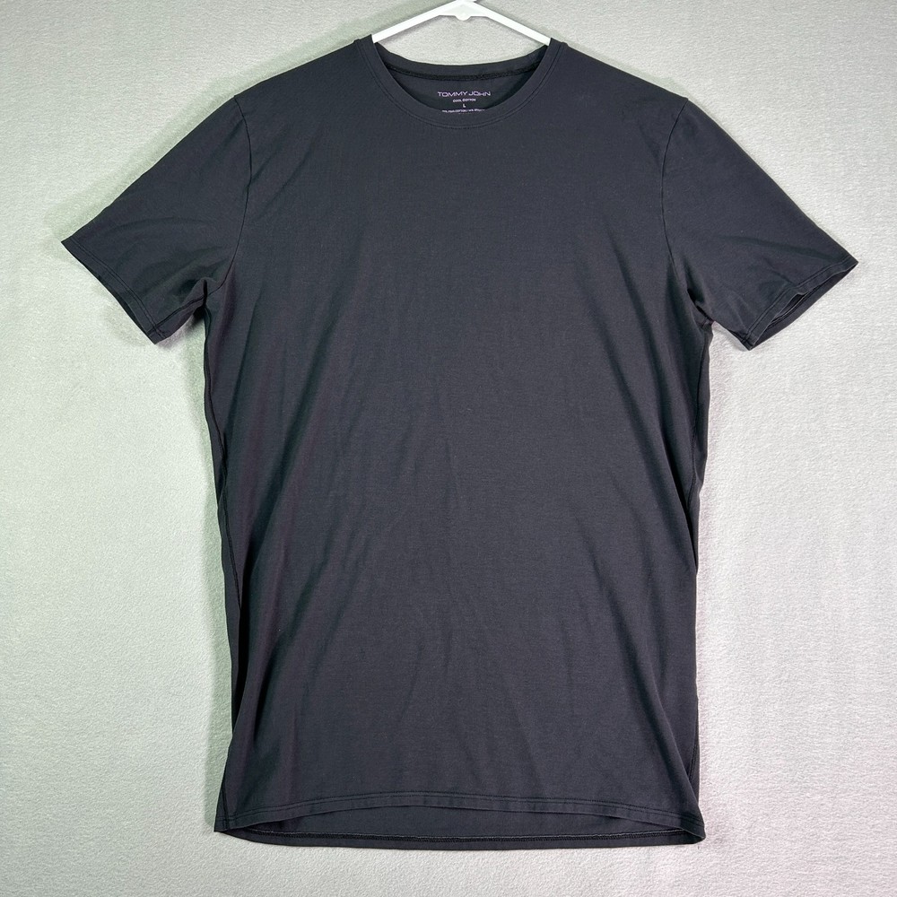 Tommy John Men’s T-shirt Large Black Cool Cotton Short Sleeve Crew Neck Tapered