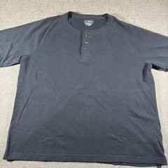 L.L. Bean Henley Shirt Mens L REG Navy Blue Short Sleeve Raglan Traditional Fit