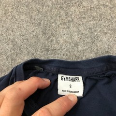 Gymshark Shirt Men Small Blue Long Sleeve Spell Out Casual Logo *