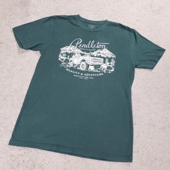 Pendleton Mens Off Road Trails Graphic Green Graphic Short Sleeve T Shirt Large