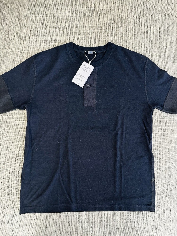 Pure Blue Japan 6.5oz “Signature” Henley Tee (Indigo X Black) Size 4 (L)