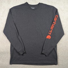 Carhartt Shirt Mens LT Gray Loose Fit Long Sleeve Logo Spell Out TK0231-M