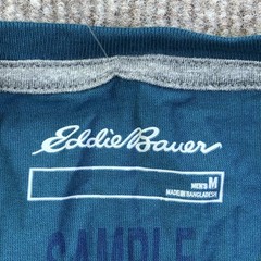 Eddie Bauer Shirt Mens Medium Meridian Blue Pocket Tee Tagless Sample Cotton