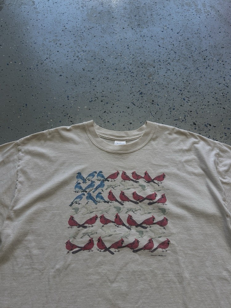 Gildan Ultra Cotton Men’s XL Beige Heavyweight Bird Graphic Tee 2001