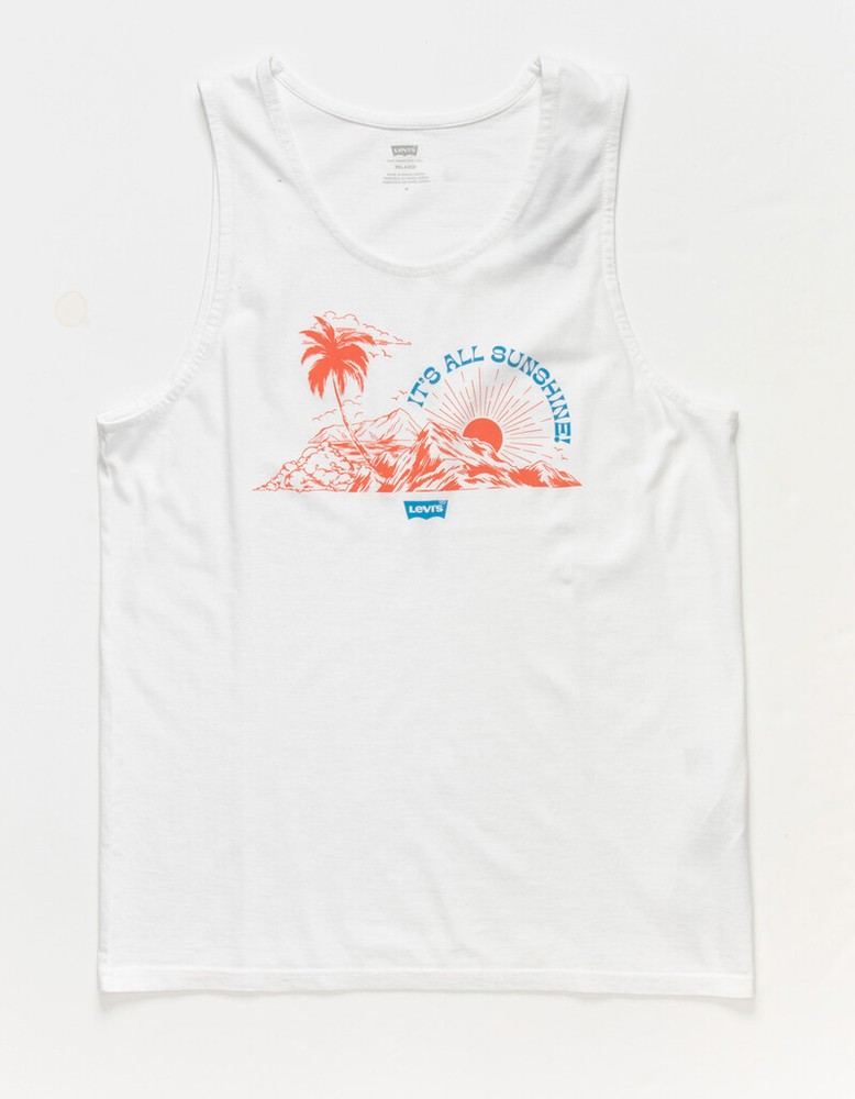 NWT Levi’s 100% Cotton Sleeveless Round Neck Graphic Tank Top White Mens