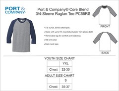 Port & Company® Core Blend 3/4-Sleeve Raglan Tee – PC55RS