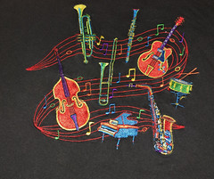 Casey Coleman Embroidered Musical Instruments T Shirt XL