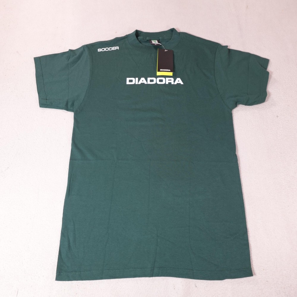 Diadora Shirt Mens Small Green Soccer Logo Graphic Crewneck Athletic Workout Gym