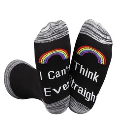 Rainbow LGBT Lesbian Gay Pride Socks I Can’t Even Think Straight Cotton Socks