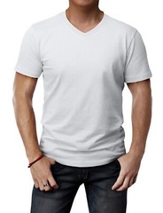 Mens Daily Basic V Neck Short Sleeve T-Shirts with Cotton Blended Fabric WHIT…