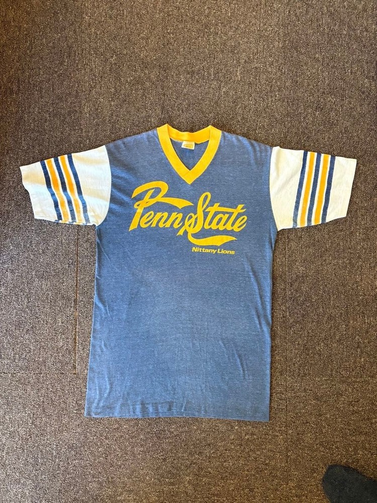Vintage 70s 80s Velva Sheen Penn State V-Neck T-Shirt USA Made Size M