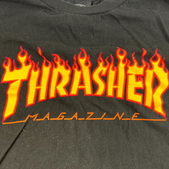 Thrasher Magazine Flame Logo T Shirt Men’s Med (39″) Black Skateboard Tee Spots