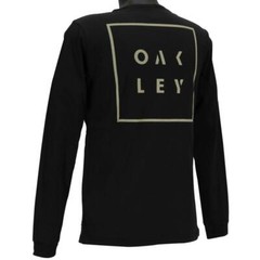 Oakley Harry Long Sleeve Tee Mens Size M Medium Jet Black Cotton Logo T-Shirt