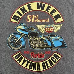81st Annual 2022 Bike Week Daytona Beach Florida Adult LARGE Gray T-SHIRT Suna