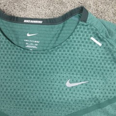 Nike Shirt Mens 2XL Green Geometric Drifit ADV Running Performance Wicking Logo