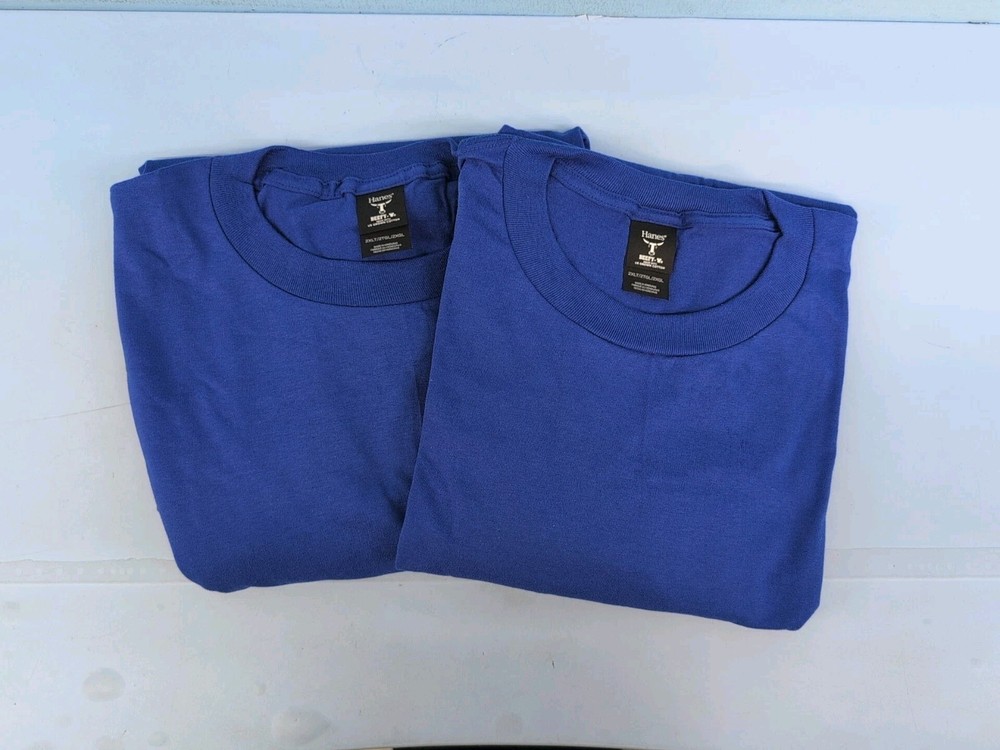 Hanes Beefy T Heavyweight Cotton Short Sleeve Men T Shirt 2 Pack 2XLT Deep Royal