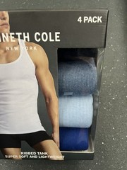 Kenneth Cole New York Athletic Fit Tank Tops Multi Color Soft 4 PK MED BLUES NEW