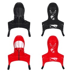 Men Muscles Vest Shirts Zipper Front Headgear Hoodies Crop Tops Shoulder Armor