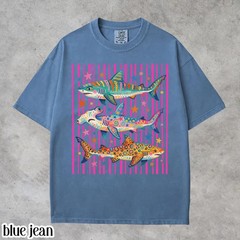Preppy Shark Shirt Colorful Ocean Life Graphic Tee Summer Aesthetic Gift
