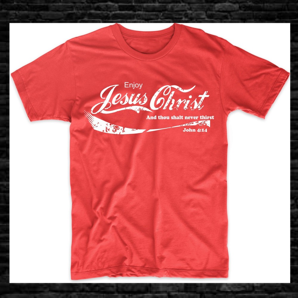 Enjoy Jesus Christ T-Shirt Son of God Religious Church Coke Funny Tee S-3XL