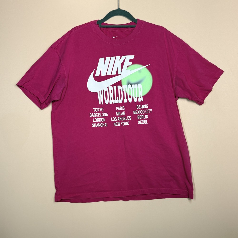 Nike World Tour Pink Heavy Weight Tennis Tee T-Shirt Pink Men’s Size Large L
