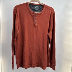 Lot Of 3 G H Bass Shirt Mens Large Orange Red Blue Henley Waffle Thermals