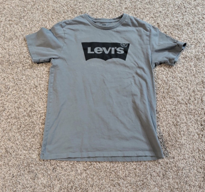 Levi’s Men’s Gray Solid Logo Crew Neck Short Sleeve Jersey Cotton T-Shirt M
