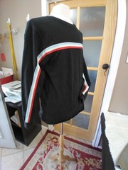 Ninth Hall Mens Shirt LG Black W/ Red White Blue Stripe Heavyweight Cotton Nice