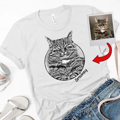 Custom Pet Portrait Comfort Tee Personalized Dog Cat Photo Shirt Gift