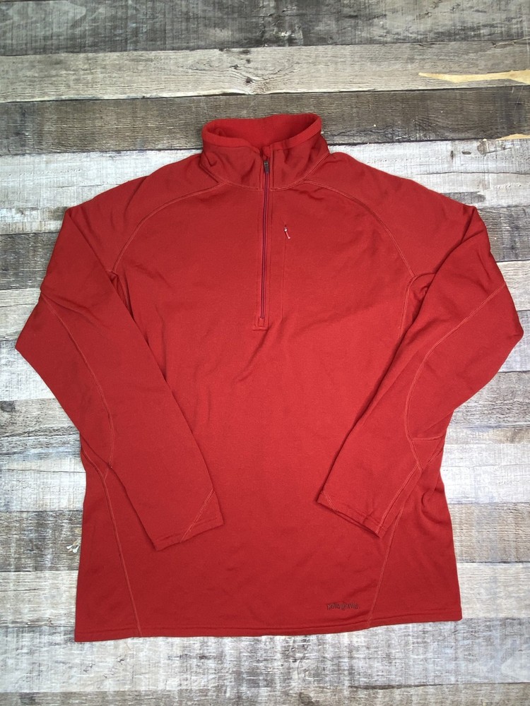 Patagonia Capilene 4 Zip-Neck Mens XL Red Performance Base Layer Shirt Top Hike