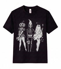 Halloween Spooky Girl Squad T Shirt Vintage Skeleton Ghost Pumpkin Retro Fall
