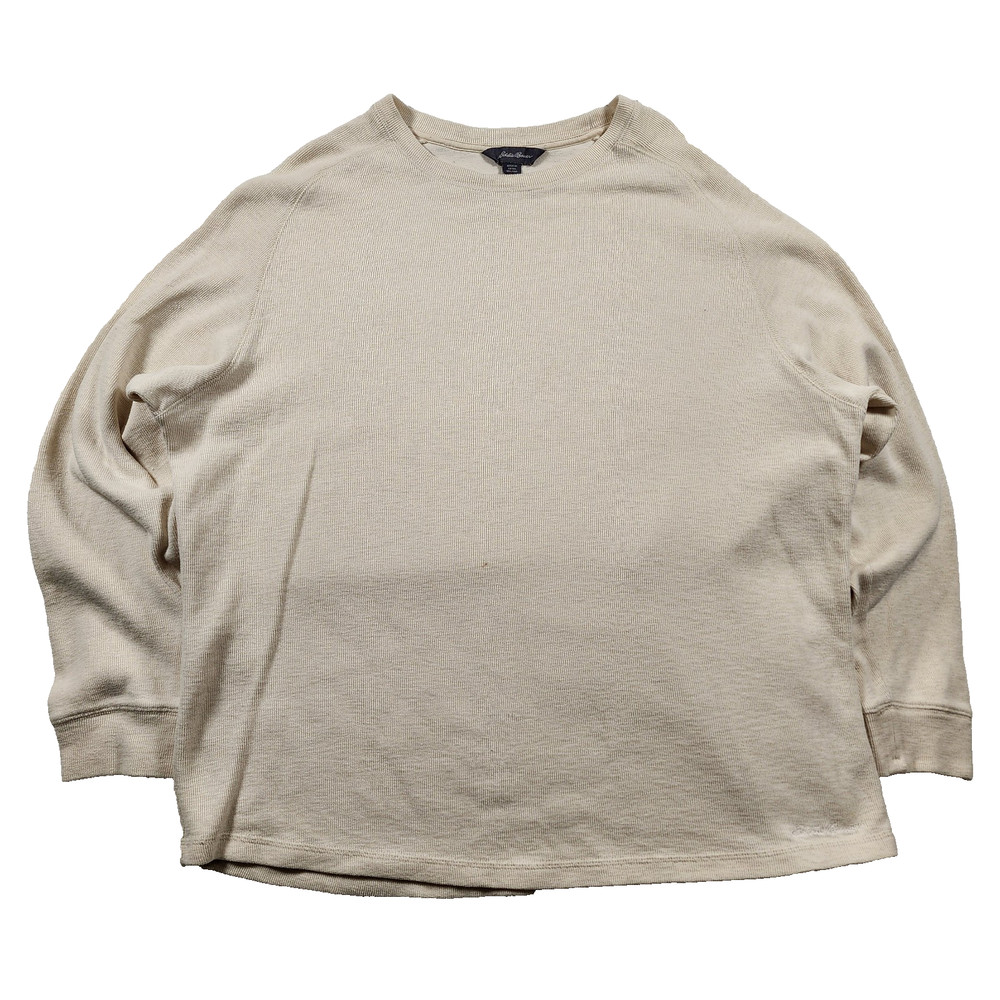 Eddie Bauer Thermal Shirt Mens XXL Long Sleeve Knit Beige Outdoors Preppy Warm