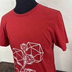 Cyberoptix D20 Dice Dungeon Master Large T-Shirt Red Hand Printed in Detroit USA