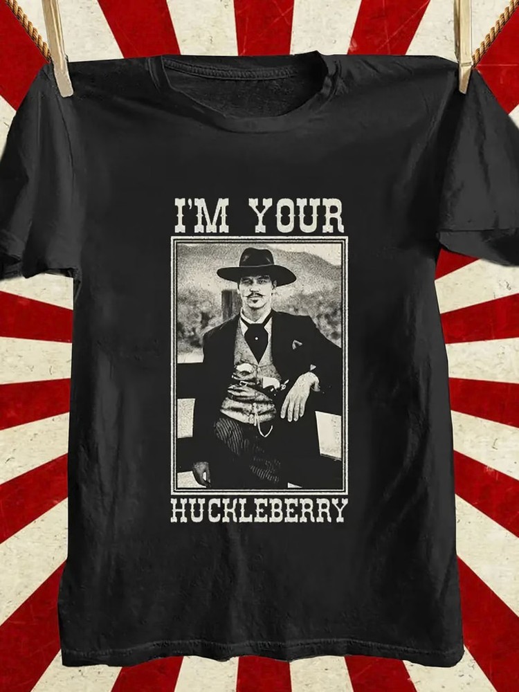 I’m Your Huckleberry Graphic Tee – Bold White Text on Black Plus Size T-Shirt wi